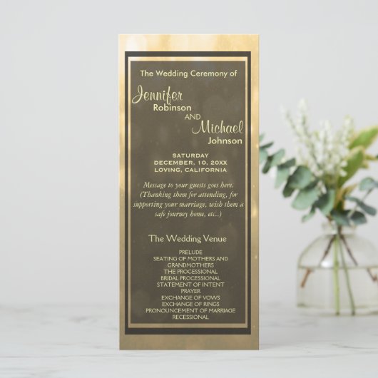 Programme d'invités Gold Bokeh Lights (Debout devant)