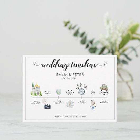 Programme d'itinéraire du jour de mariage (Debout devant)