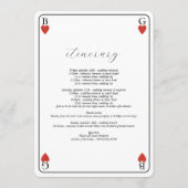 Programme d'itinéraire Mariage de carte de jeu de  (Dos)