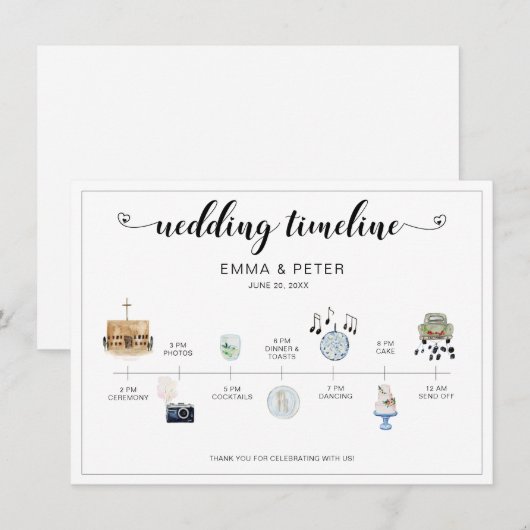 Programme d'itinéraire pour le jour de mariage de (Devant / Derrière)