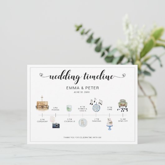 Programme d'itinéraire pour le jour de mariage de  (Debout devant)