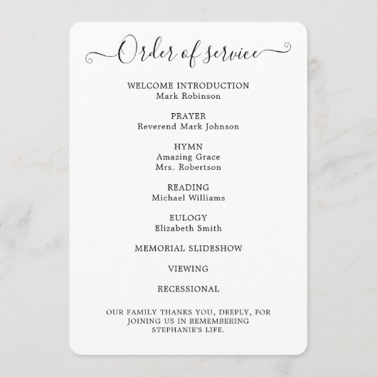 Programme d'ordonnance de service pour la célébrat (Dos)