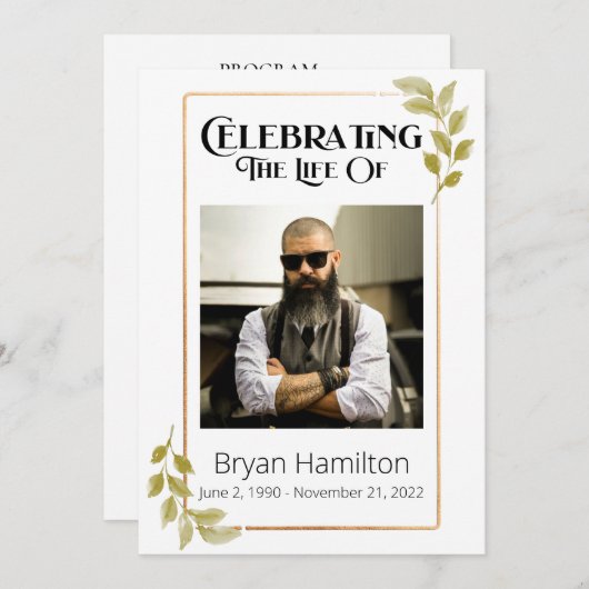 Programme d'Ordre de service commémoratif des funé (Devant / Derrière)