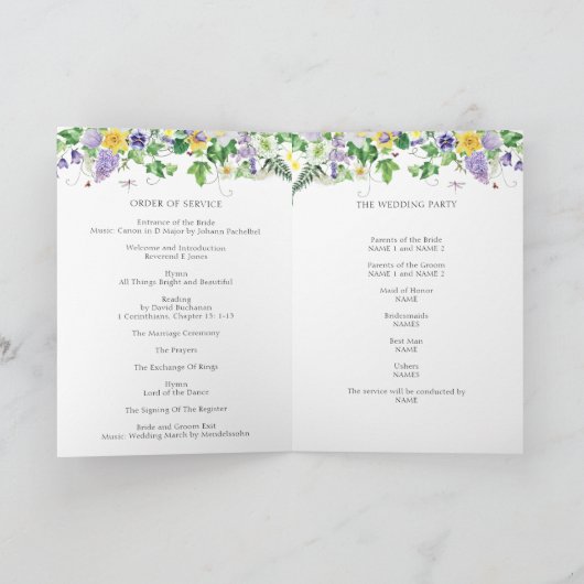 Programme d'ordre de service des Mariages Fleurs s (Intérieur)