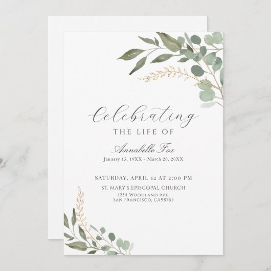 Programme D'Ordre De Service Funéraire D'Eucalyptu (Devant / Derrière)