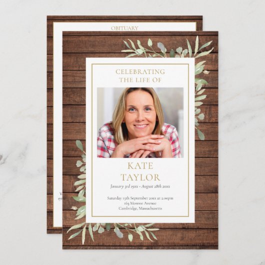 Programme D'Ordre De Service Funéraire Rustique De (Devant / Derrière)