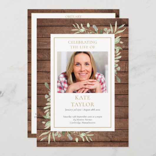 Programme D'Ordre De Service Funéraire Rustique De (Devant / Derrière)