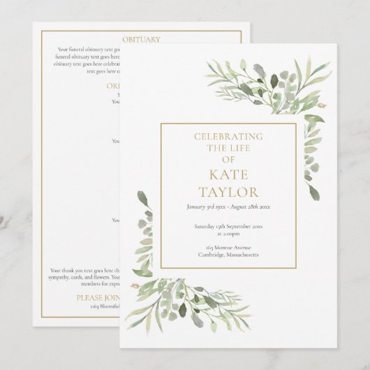 Programme D'Ordre Des Services Funéraires Du Folia (Devant / Derrière)