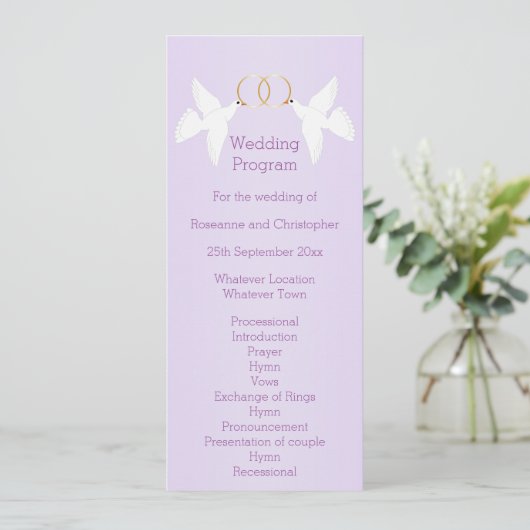 Programme Doves Design Mariage couleur Lilac (Debout devant)