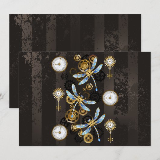 Programme Dragonflies de Steampunk sur arrière - plan rayé b (Devant / Derrière)