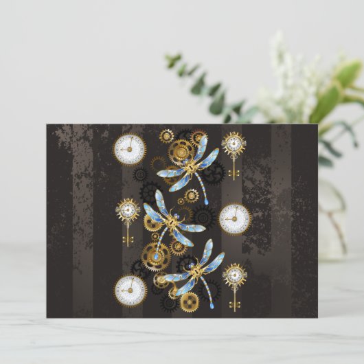 Programme Dragonflies de Steampunk sur arrière - plan rayé b (Debout devant)