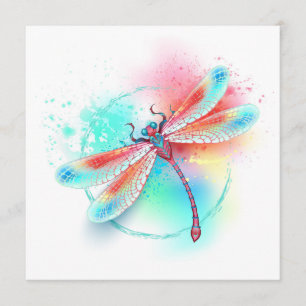Programme Dragonfly rouge sur l'arrière - plan aquarelle