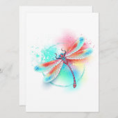 Programme Dragonfly rouge sur l'arrière - plan aquarelle (Devant / Derrière)