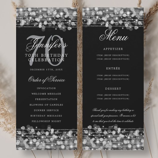 Programme du 70e anniversaire Menu Argent+Remercie