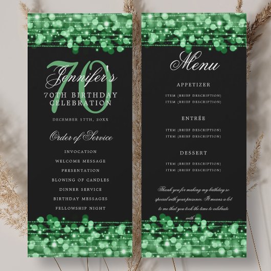 Programme du 70e anniversaire Menu Vert+Remercieme