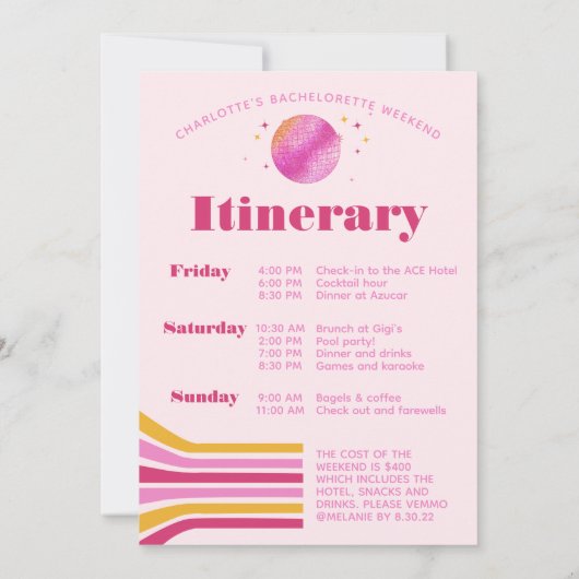 Programme du dernier week-end de célibataire en di (Dos)