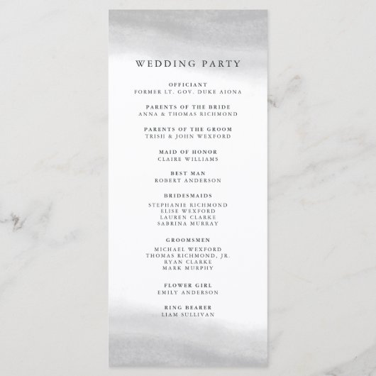 Programme du Mariage Brumeux (Dos)