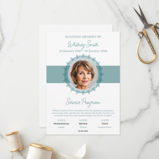 Programme du service commémoratif de la grâce éter (Devant/Arrière en situation)