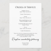 Programme du service funèbre mémorial du nénuphar (Dos)