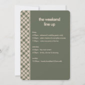 Programme du week-end de mariage à carreaux vert s (Dos)