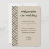 Programme du week-end de mariage à carreaux vert s (Devant)