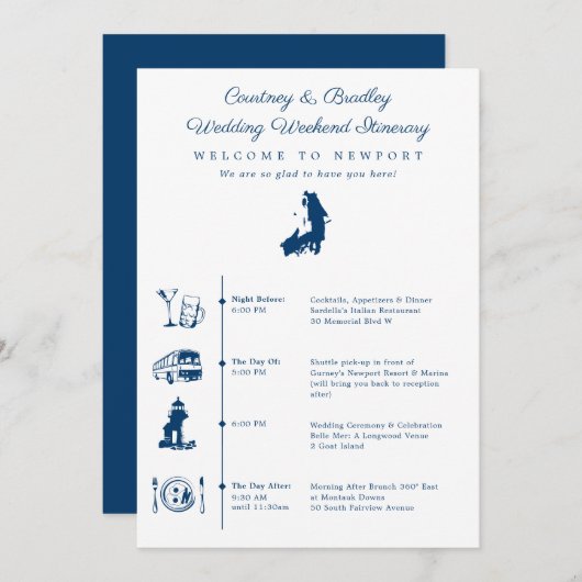 Programme du week-end de mariage à Newport RI (Devant / Derrière)