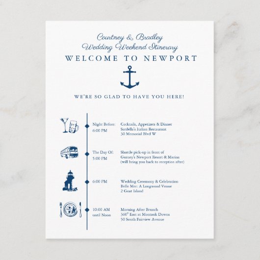 Programme du week-end de mariage à Newport RI (Devant)