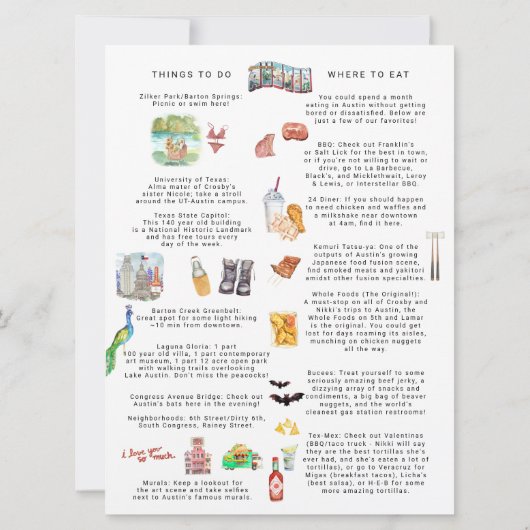 Programme du week-end de mariage | Austin, Texas (Dos)