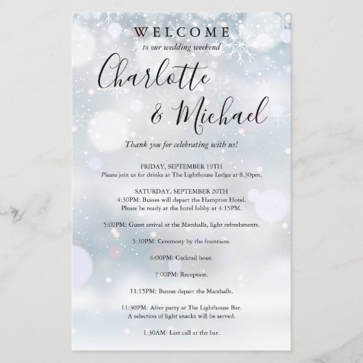 Programme du week-end de mariage de la fête des fl (Devant)