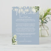 Programme du week-end de mariage Dusty Blue Floral (Debout devant)