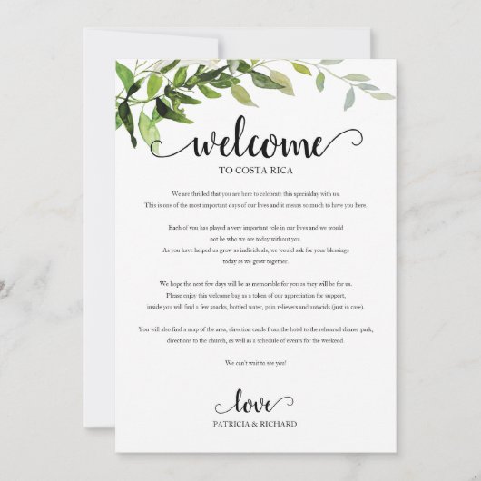 Programme du week-end de mariage Élégante verdure (Devant)