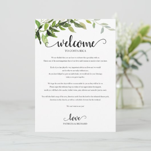 Programme du week-end de mariage Élégante verdure (Debout devant)