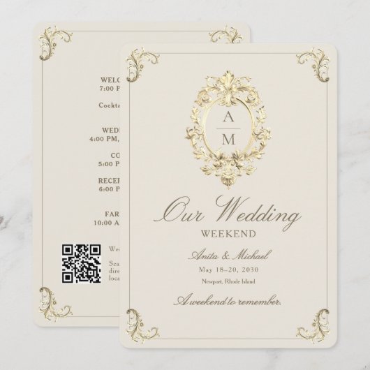 Programme du week-end de mariage en or baroque vin (Devant / Derrière)