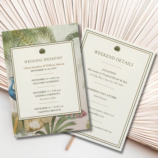 Programme du week-end de mariage Peacock Palm