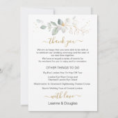 Programme du week-end de mariage vert et or (Dos)