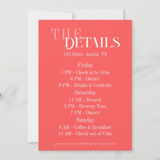 Programme du week-end d'enterrement de vie de jeun (Dos)