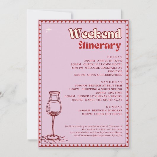 Programme du weekend EVJF Vino Before Vows (Dos)