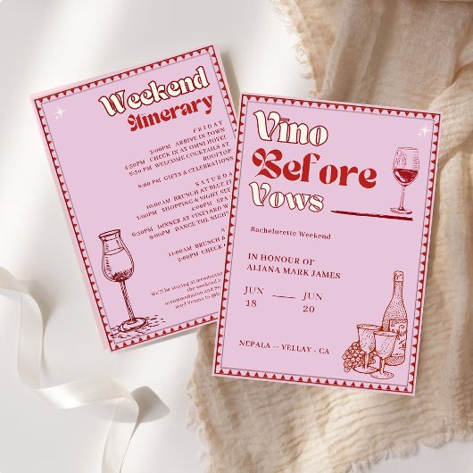 Programme du weekend EVJF Vino Before Vows