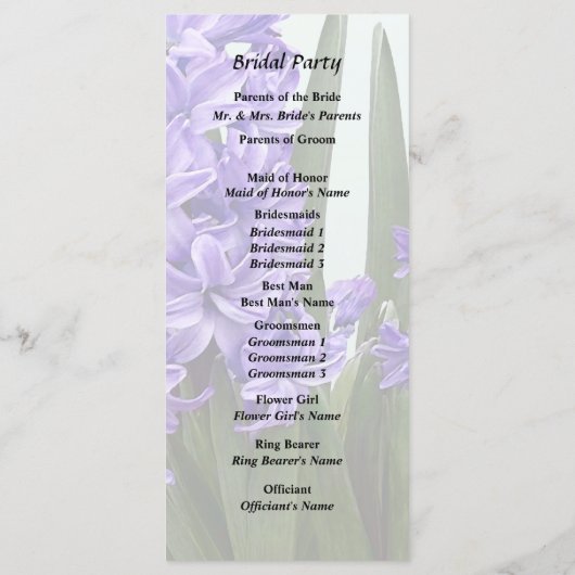 Programme Duo de Jacinthe Pourpre (Dos)
