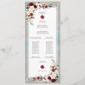 Programme Dusty Blue Bourgogne Blush Floral Wedding Programm (Dos)