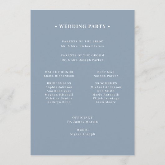 Programme Dusty Blue | Classic Luxe Wedding Welcome (Dos)