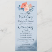 Programme Dusty Blue & Coral Rose Aquarelle Mariage Floral (Devant)