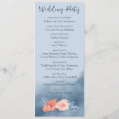 Programme Dusty Blue & Coral Rose Aquarelle Mariage Floral (Dos)