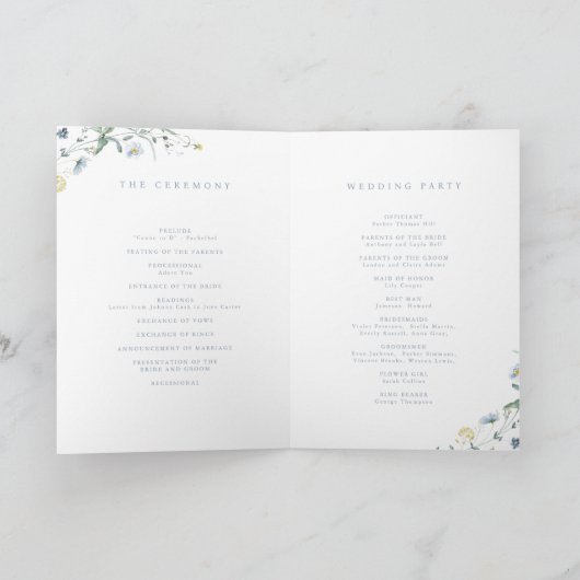 Programme Dusty Blue Fleur sauvage Rustic Boho Mariage Monog (Intérieur)