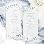 Programme Dusty Blue Fleur sauvage Rustic Boho Wedding Progr<br><div class="desc">Elégant design délicat fleur sauvage aquarelle, avec personnalisation de vos propres détails d'événement. Palettes pastel de jaune doux, blanc cassé, vert sauge, bleu poussiéreux, et verdure botanique, Grands programmes de mariage floral pour mariage moderne rustique, mariage de jardin de campagne, et mariage boho au printemps et en été. Voir toutes...</div>