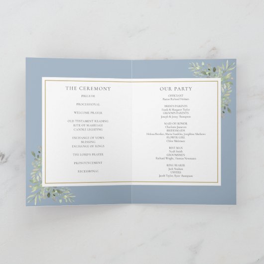 Programme Dusty Blue Greenery Foliage Mariage (Intérieur)