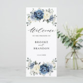 Programme Dusty Blue Navy Champagne Ivory Floral Mariage (Debout devant)