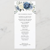 Programme Dusty Blue Navy Champagne Ivory Floral Mariage (Dos)