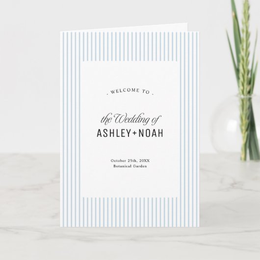 Programme Dusty Blue Striped Elegance Classy Wedding (Devant)