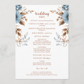 Programme Dusty Blue Terracotta Floral Boho Élégant Mariage (Dos)